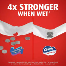 Charmin Ultra Strong toilet paper sheets, 4x stronger when wet