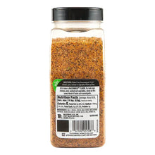 Roasted garlic & herb seasoning bottle back label with nutrition info and barcode