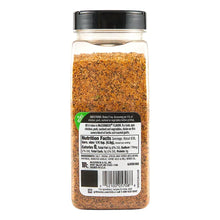 Back label of roasted garlic and herb seasoning bottle with product details