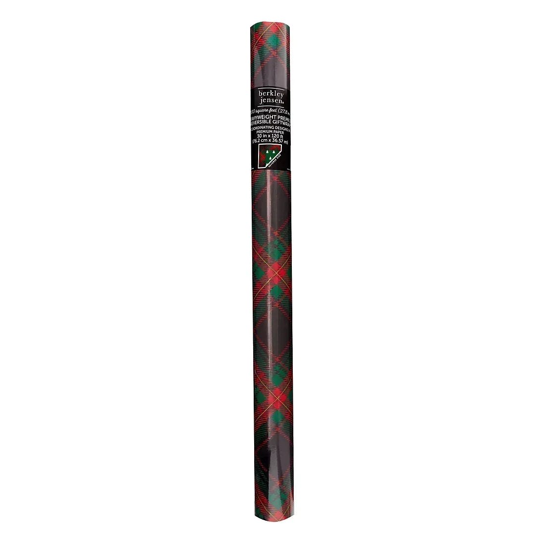 Berkley Jensen 300 sq. ft. Reversible Christmas Gift Wrap, Plaid and Trees - USA MEGA SHOP