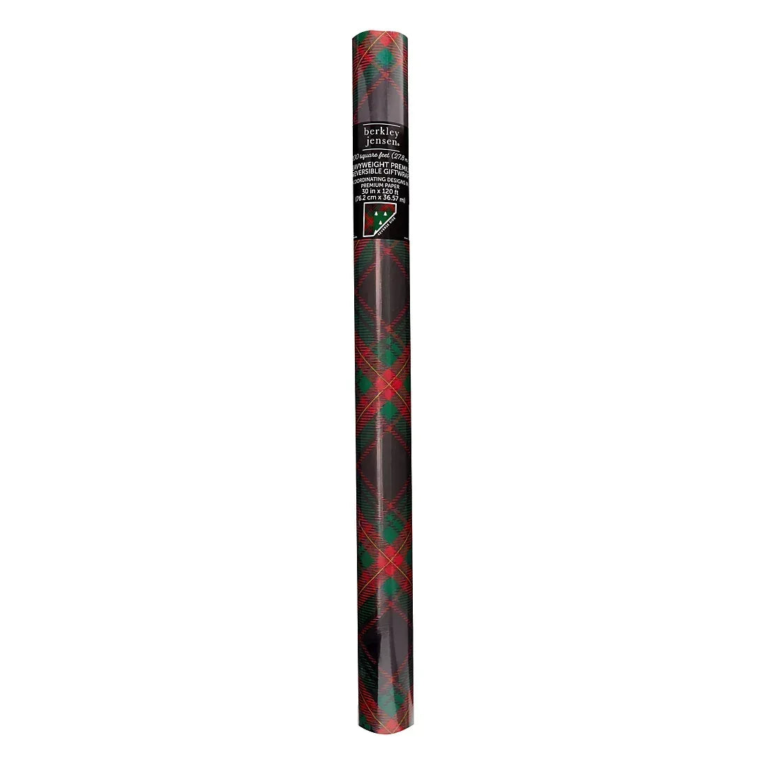Berkley Jensen 300 sq. ft. Reversible Christmas Gift Wrap, Plaid and Trees