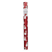 Reversible Christmas gift wrap roll, red with repeating snowmen