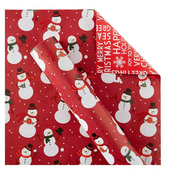 Berkley Jensen 300 sq. ft. Reversible Christmas Gift Wrap, Snowman and Text - USA MEGA SHOP