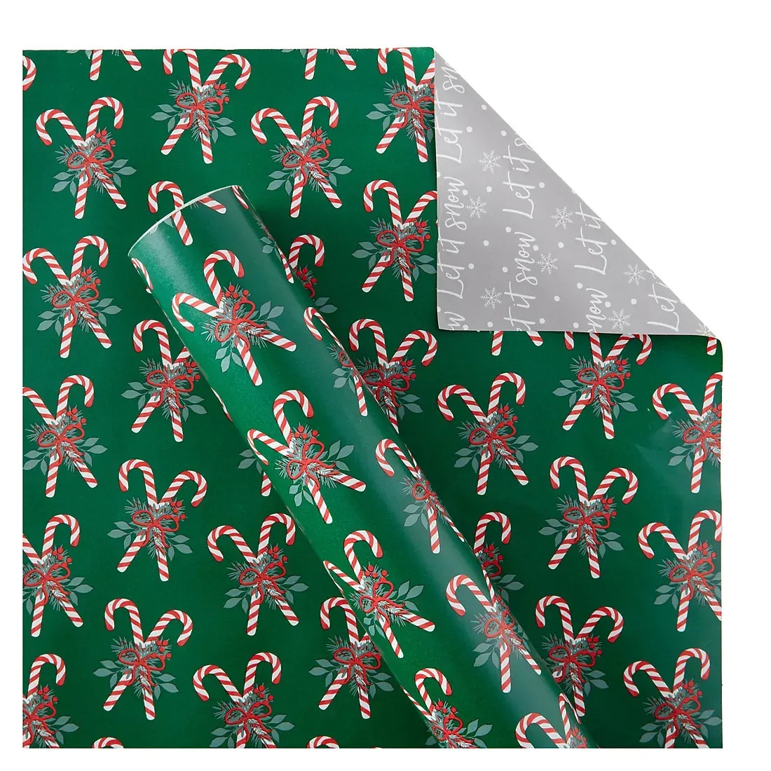 Berkley Jensen 300 sq. ft. Reversible Christmas Gift Wrap, Candy Cane and Let It Snow - USA MEGA SHOP