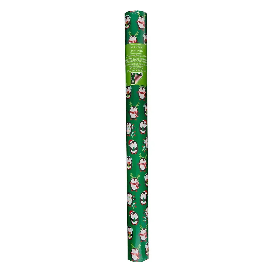 Berkley Jensen 300 sq. ft. Reversible Christmas Gift Wrap, Penguin and Stripes - USA MEGA SHOP