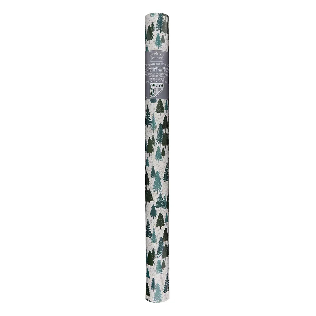 Berkley Jensen 300 sq. ft. Reversible Christmas Gift Wrap, Trees and Grey Plaid - USA MEGA SHOP
