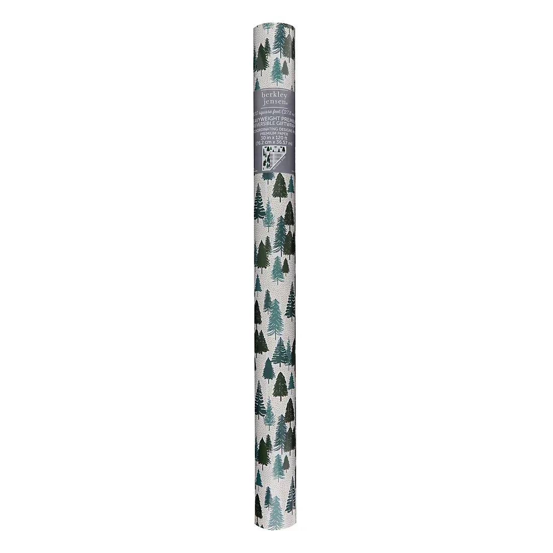 Berkley Jensen 300 sq. ft. Reversible Christmas Gift Wrap, Trees and Grey Plaid