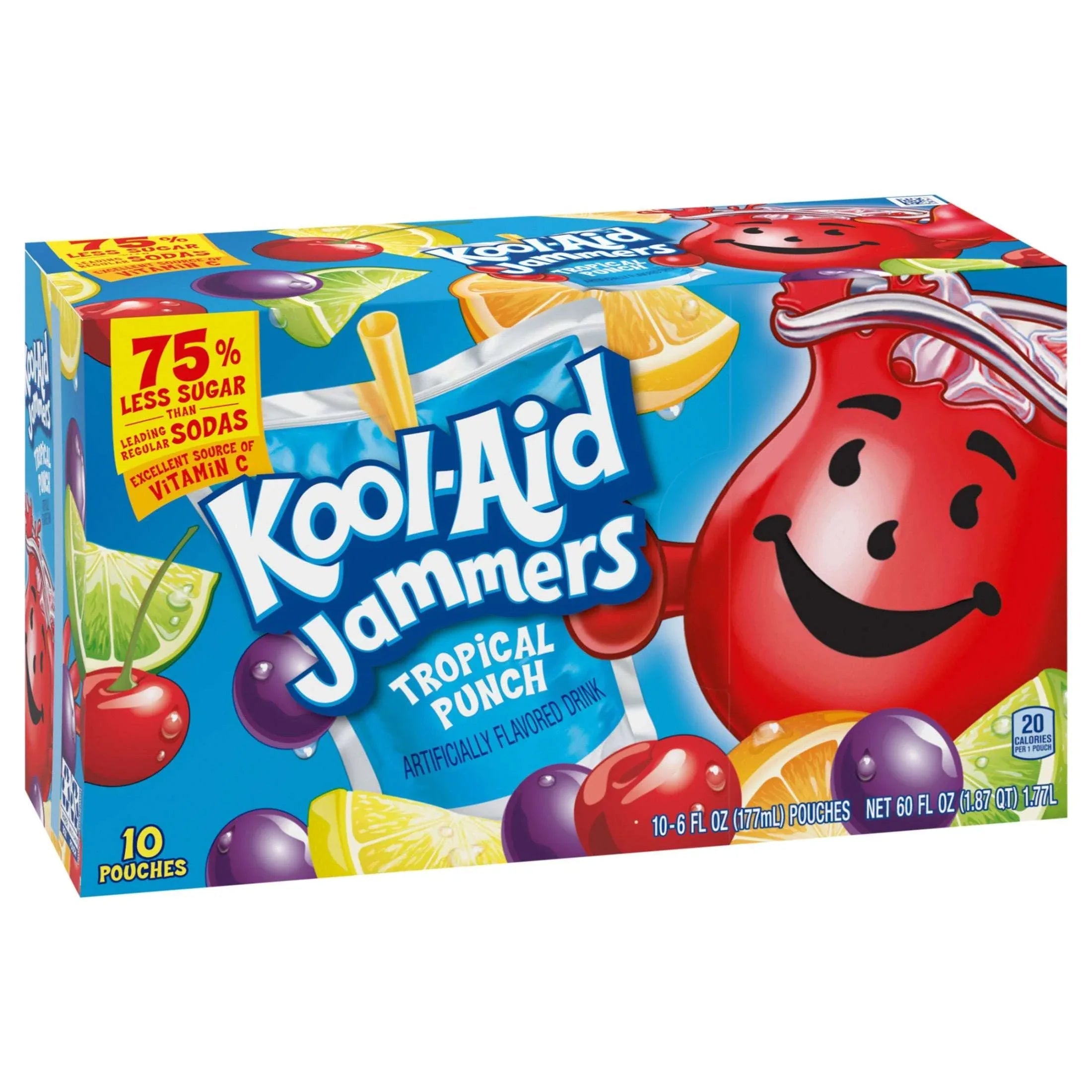 Kool-Aid Jammers Tropical Punch Flavored Drink, 10 ct Box, 6 fl oz Pouches