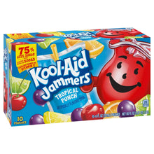 Kool-Aid Jammers Tropical Punch drink box front with mascot and 10 pouches