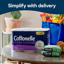 Cottonelle Ultra Comfort toilet paper multipack with rolls and delivery theme packaging