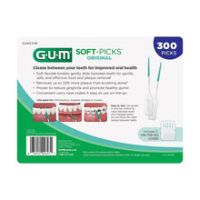Back of Gum Soft-Picks Original dental flossing picks box, 300 picks label