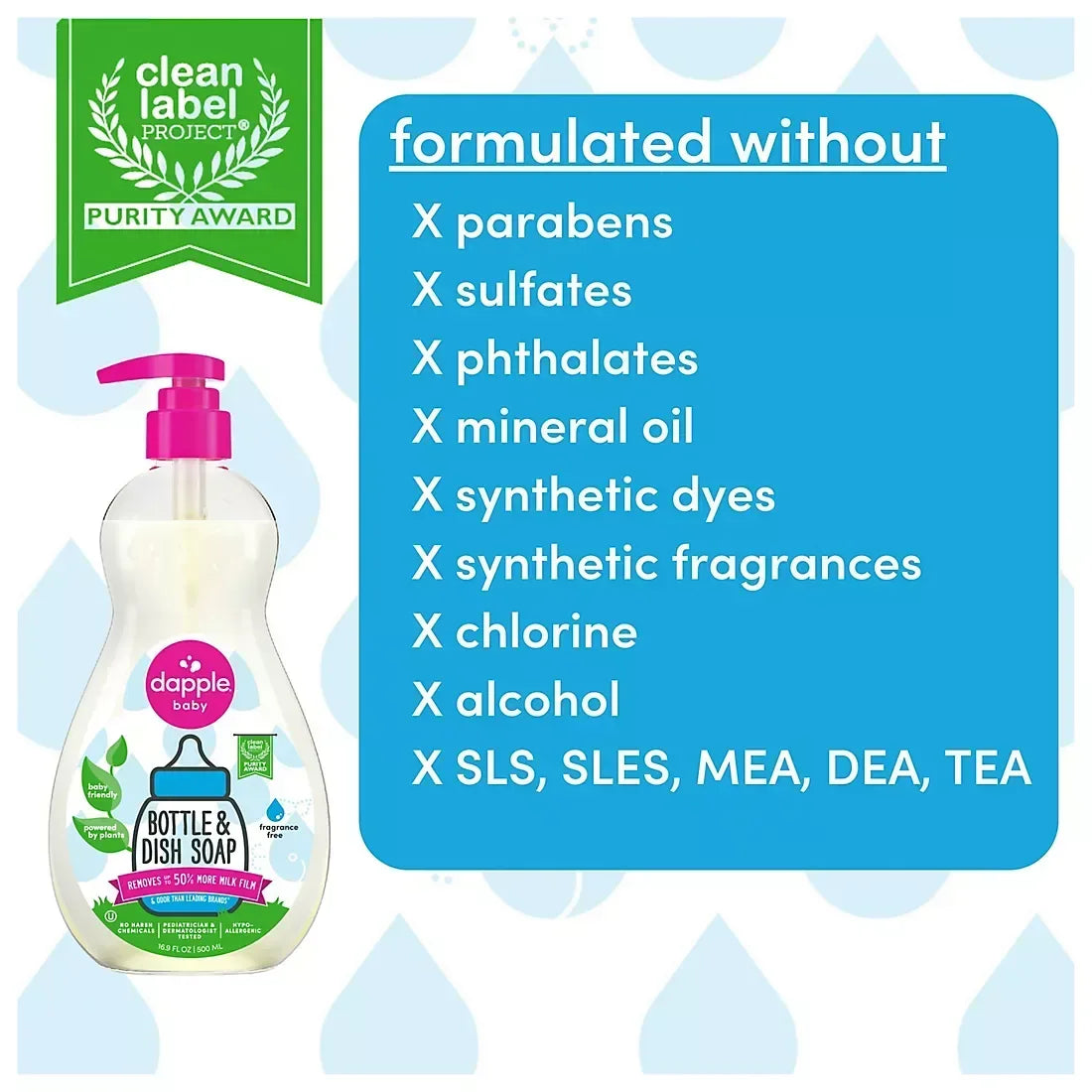 Dapple Bottle & Dish Soap Fragrance-Free Bundle, 2 pk.