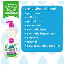 Fragrance-free dish soap bottle with pink pump and green leaf label