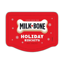 Milk-Bone holiday biscuits dog snacks collectible tin, red with logo and snowflakes