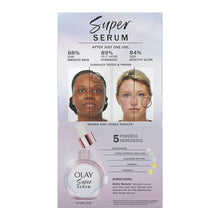 Olay Super Serum retail box with two model faces and serum bottle artwork
