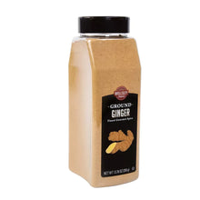 Wellsley Farms ground ginger spice shaker, brown bottle with front label and logo