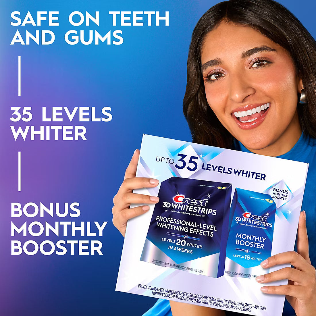 Crest 3DWhitestrips Professional Effects Advanced and Supreme Bright Boost At-Home Teeth Whitening Kit