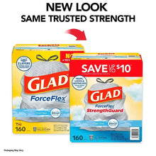Glad ForceFlex StrengthGuard trash bags multipack with Fresh Clean and Febreze