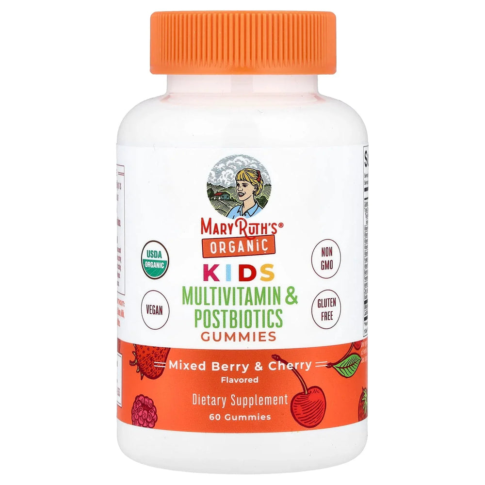 MaryRuth's, Organic Kids Multivitamin & Postbiotics Gummies, Mixed Berry & Cherry, 60 Gummies - USA MEGA SHOP