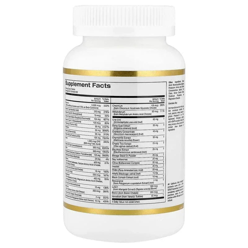 California Gold Nutrition, Active Women's Multivitamin with Black Cohosh, Soy Isoflavones, and Cranberry Concentrate, 180 Tablets