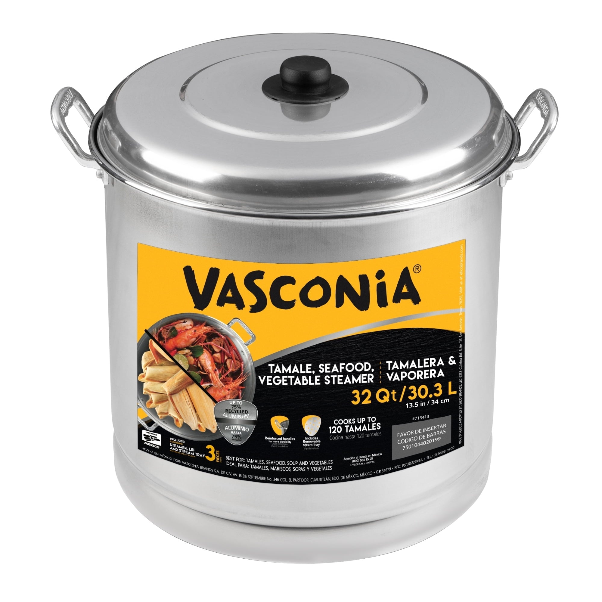 Vasconia Steamer with Aluminum Lid, Silver, all Aluminum