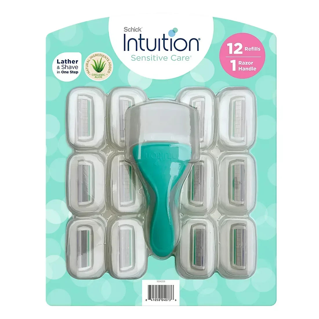 Schick Intuition Sensitive Care Women's Razor With Natural Aloe, 1 Razor Handle & 12 Refill Blades