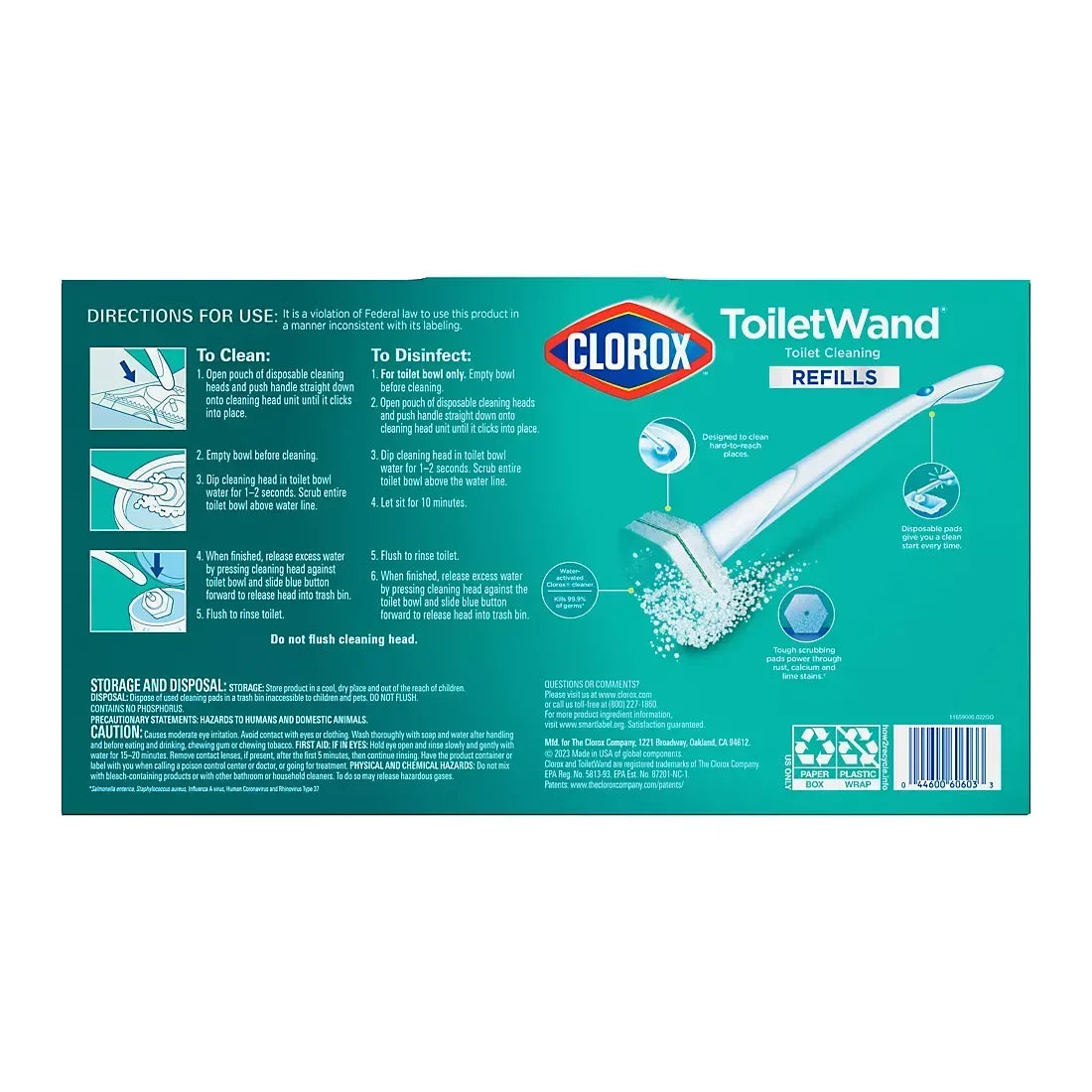 Clorox ToiletWand Disposable Cleaning System with Bonus Handle, Rainforest Rush, 36 Pad Refills