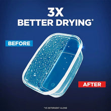 Dishwasher rinse-aid drying effect, water droplets beading on dish