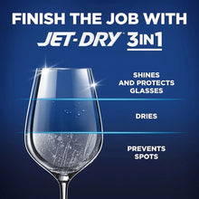 Dishwasher glass with water droplets, Jet-Dry 3-in-1 rinse aid