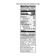 Nutrition Facts panel on Lindt Teddy holiday advent calendar, 6.3 oz