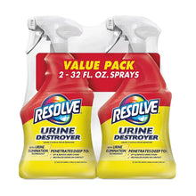 Resolve urine destroyer spray, 2-pack of 32 fl oz bottles with red labels