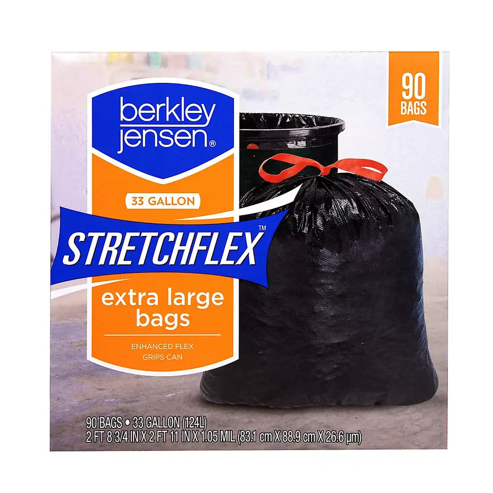 Berkley Jensen Stretchflex Drawstring Trash Bags, 90 ct./33 gal.