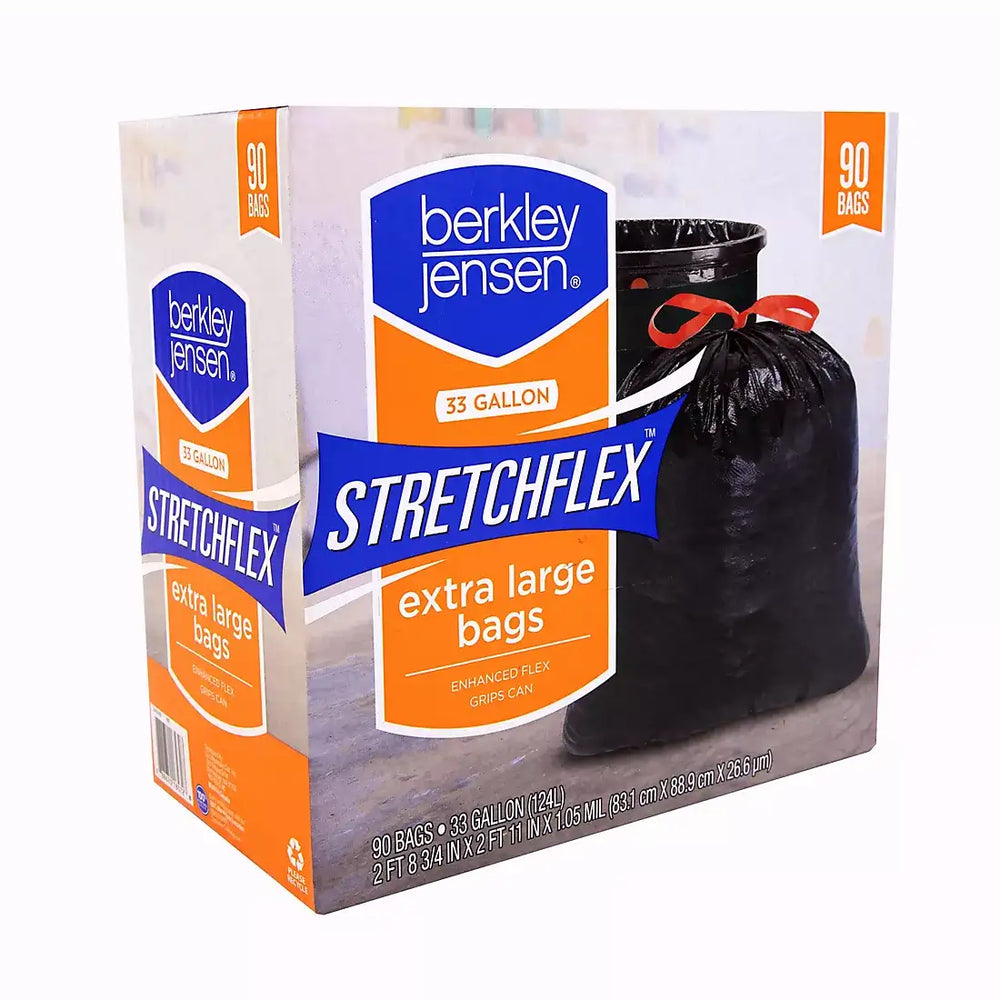 Berkley Jensen Stretchflex Drawstring Trash Bags, 90 ct./33 gal.