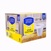 Small trash bag liners 4–6 gallon 200-count box, side view with bag