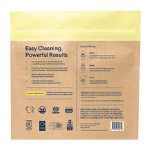 Toilet bowl cleaner tablet multipack box back, with use directions and safety icons