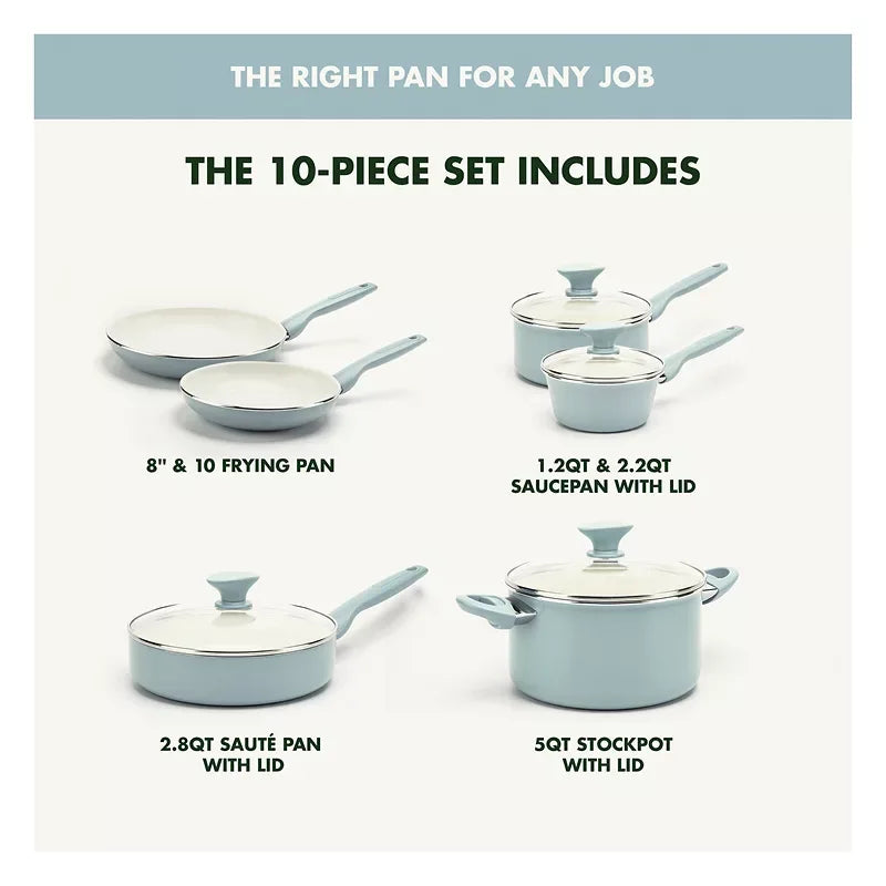 GreenPan Rio 10-Pc. Cookware Set - Blue - USA MEGA SHOP