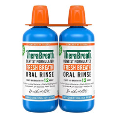 TheraBreath Fresh Breath Mouthwash, Alcohol-Free, Icy Mint, 2 pk./1L
