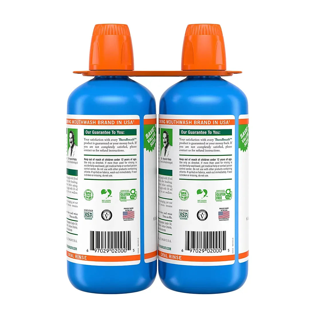 TheraBreath Fresh Breath Mouthwash, Alcohol-Free, Icy Mint, 2 pk./1L - USA MEGA SHOP