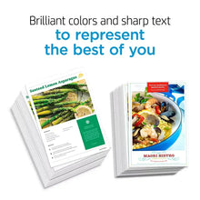 HP 950XL ink cartridge print samples on two stacks of paper sheets