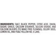 McCormick Perfect Pinch Lemon & Pepper ingredients list on seasoning label