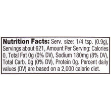 Nutrition facts label with serving size and calorie information