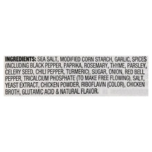 Chicken seasoning ingredients panel listing sea salt, garlic, spices, and herbs