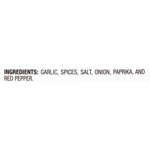 Cajun seasoning ingredient list: garlic, spices, salt, onion, paprika, red pepper
