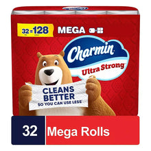 Charmin Ultra Strong toilet paper mega pack with 32 mega rolls badge