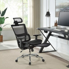 Berkley Jensen Ergonomic Mesh Office Chair with Headrest and Footrest - Black
