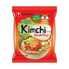 Nongshim Kimchi flavor noodle soup pouch, red pouch with bowl illustration