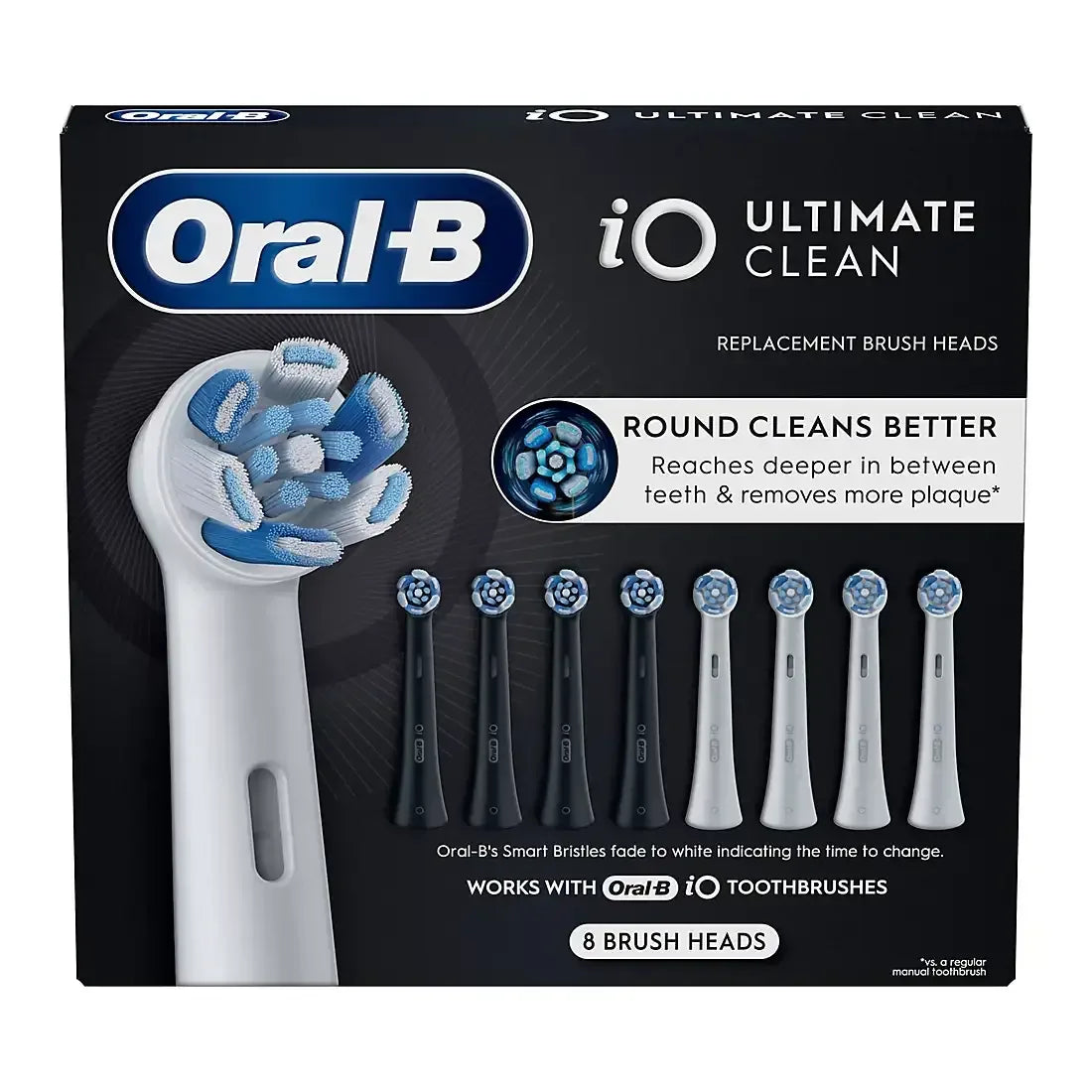 Oral-B iO Ultimate Clean Replacement Brush Heads, Black and White, 8 ct. - USA MEGA SHOP