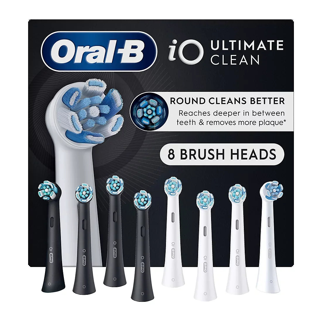 Oral-B iO Ultimate Clean Replacement Brush Heads, Black and White, 8 ct. - USA MEGA SHOP