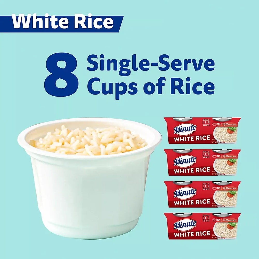 Minute White Rice Cups, 8 pk./4.4 oz. - USA MEGA SHOP