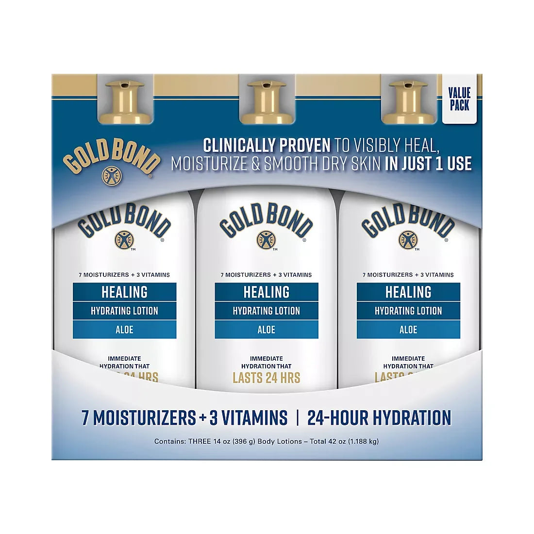 Gold Bond Healing Hydrating Lotion With Aloe, 24 Hour Hydration, 3 pk./14 oz. - USA MEGA SHOP